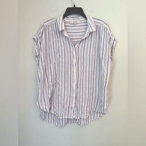 LOFT Striped Pastel Lightweight Button Down - Size XL